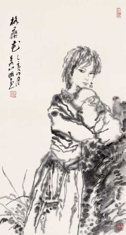 吴山明 乙亥（1995年）作 格桑花 立轴